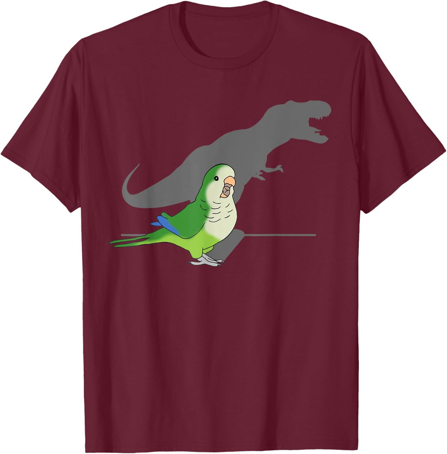 T-rex Green Monk Parakeet, Funny Birb memes Screaming Parrot T-Shirt - T-Shirt | Maroon