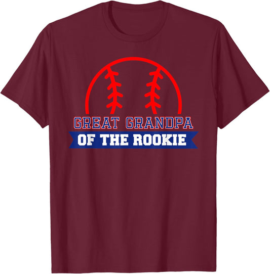 Great Grandpa of Rookie 1st Birthday Baseball Theme Matching T-Shirt - T-Shirt | Maroon