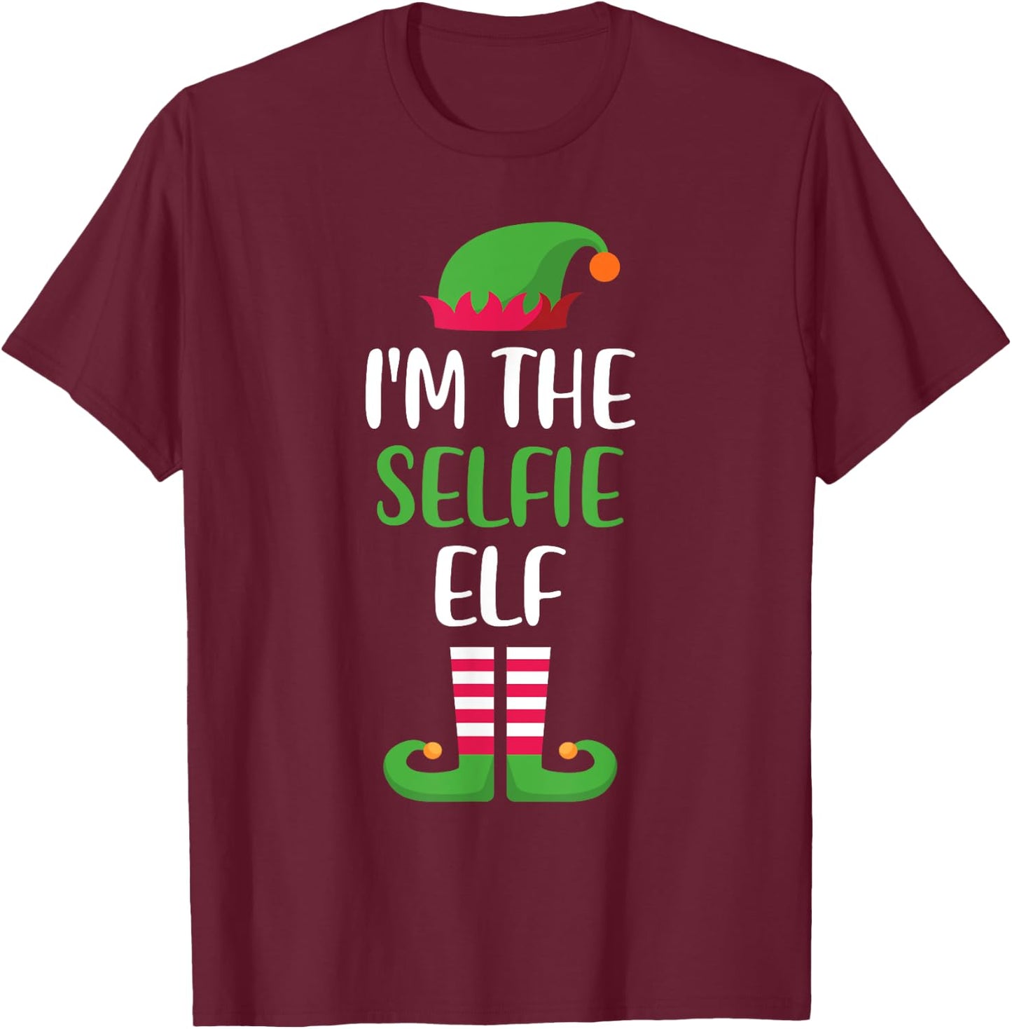 The Selfie Elf Family Matching Christmas Group Funny Xmas T-Shirt - T-Shirt | Maroon