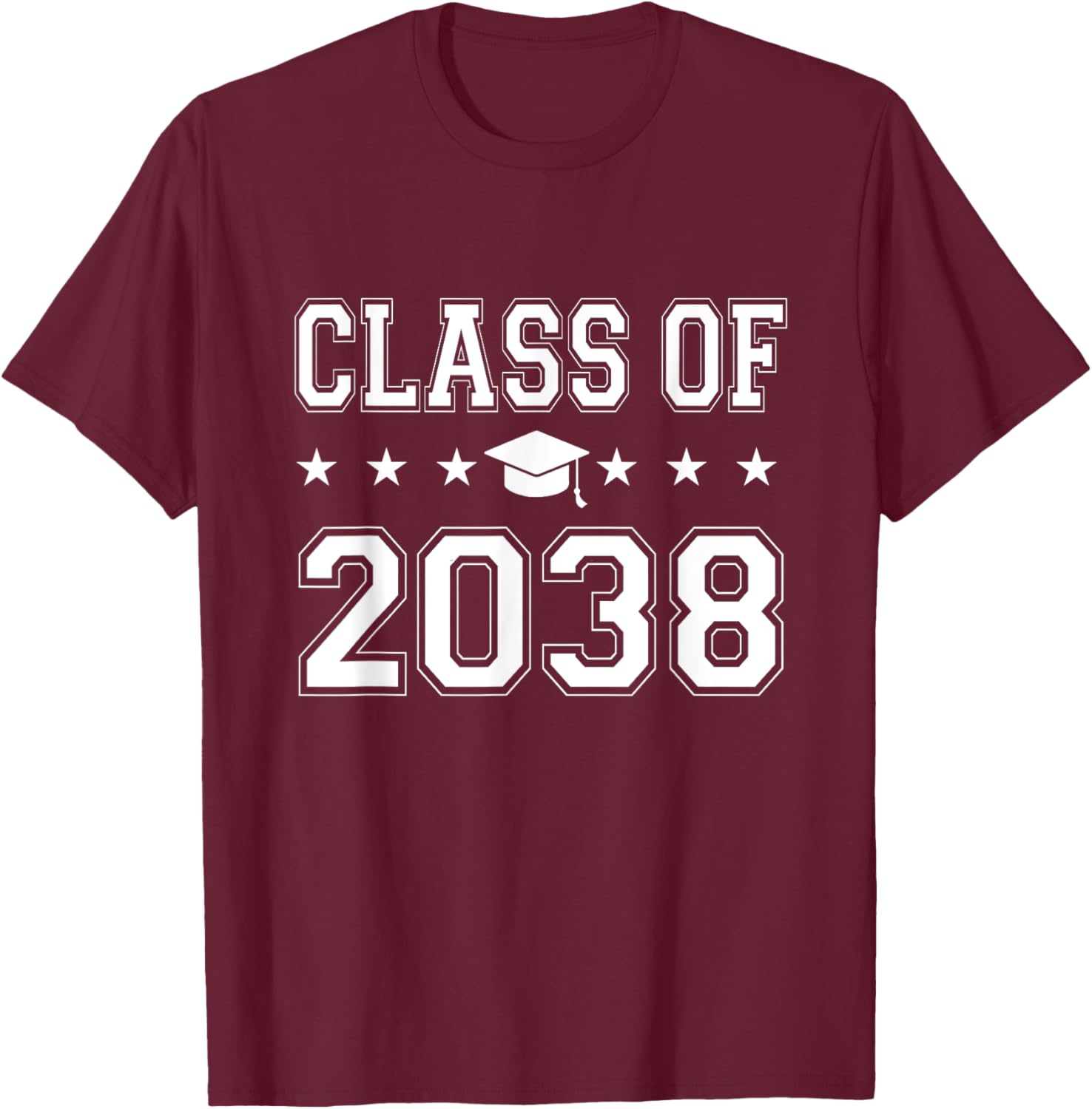 Class of 2038 First Day of School Graduation T-Shirt - T-Shirt | Maroon