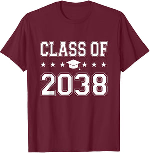 Class of 2038 First Day of School Graduation T-Shirt - T-Shirt | Maroon