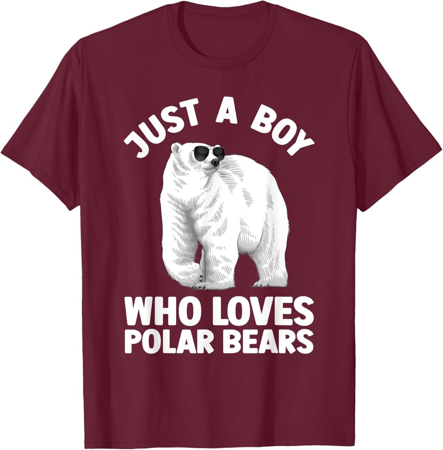 Cute Polar Bear Design Boys Arctic Polar Bear Lover T-Shirt - T-Shirt | Maroon