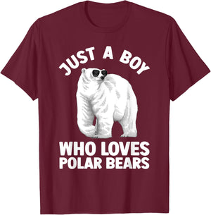 Cute Polar Bear Design Boys Arctic Polar Bear Lover T-Shirt - T-Shirt | Maroon