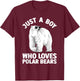 Cute Polar Bear Design Boys Arctic Polar Bear Lover T-Shirt - T-Shirt | Maroon