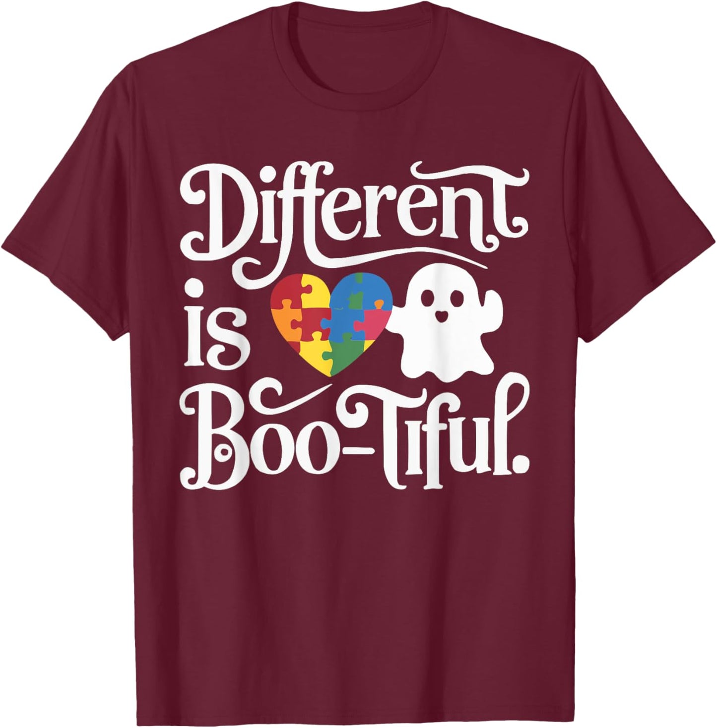 Support Autism Halloween Spooky Autistic Trick Or Treat T-Shirt - T-Shirt | Maroon