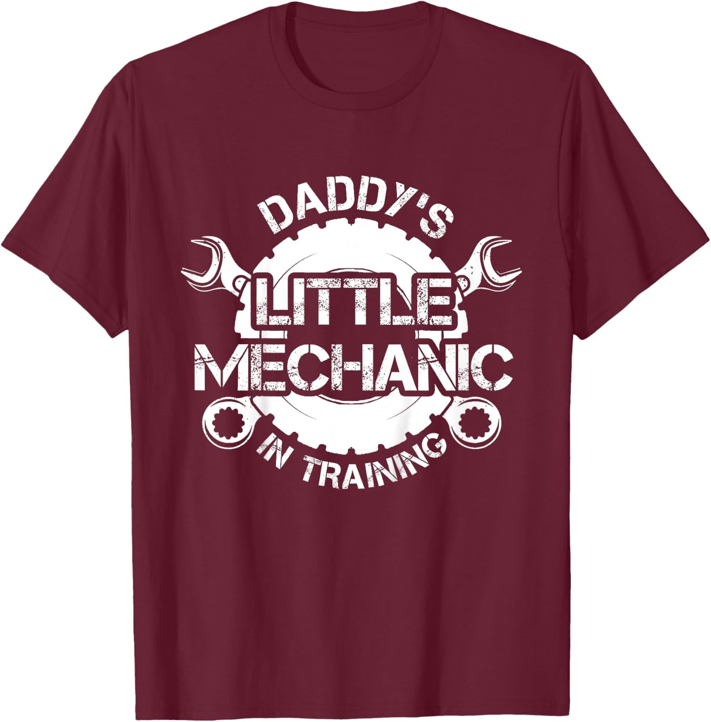 Daddy's Little Mechanic In Training Kids Proud Dad Mechanic T-Shirt - T-Shirt | Maroon
