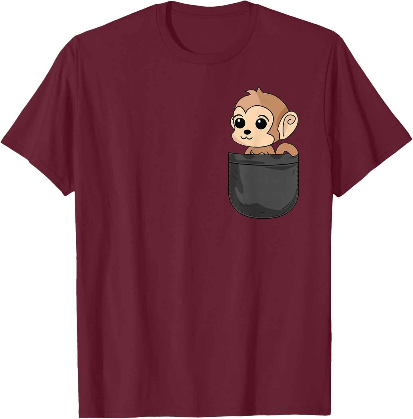 Monkey In Pocket Funny Animal Lover Gift T-Shirt - T-Shirt | Maroon