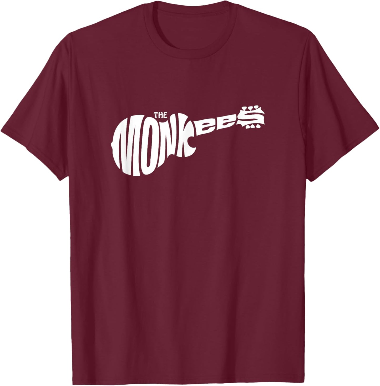 The Monkees Classic White Guitar Logo Black Small T-Shirt - T-Shirt | Maroon