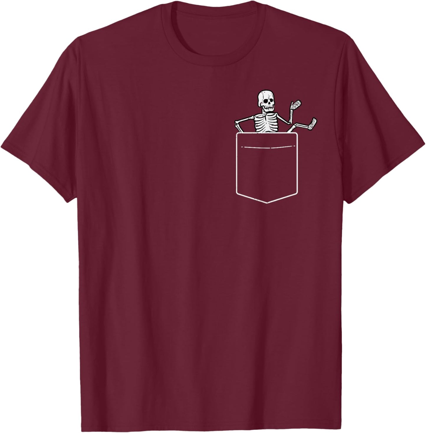 Halloween Skeleton Costume Pocket Men Women Kids Boys Girls T-Shirt - T-Shirt | Maroon