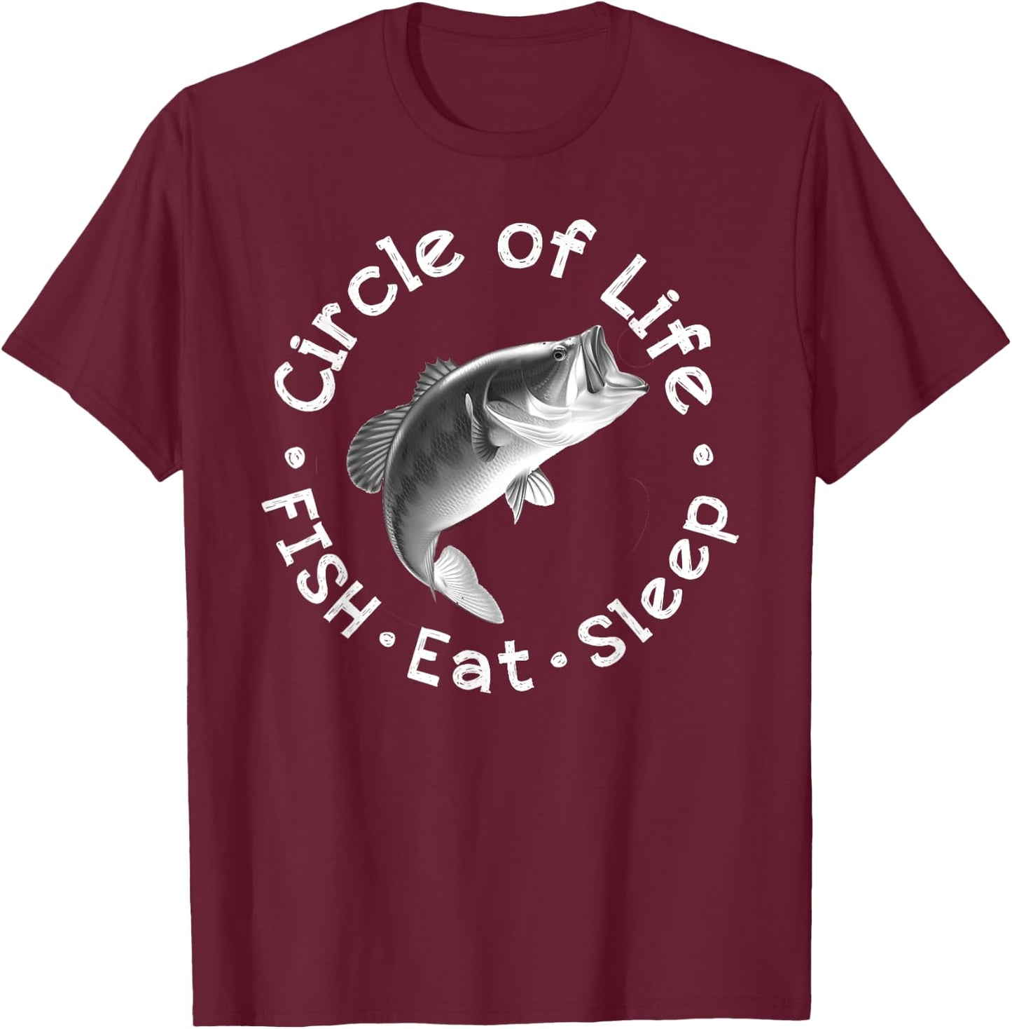 Funny Bass Fishing Circle Life Big Mouth T-Shirt - T-Shirt | Maroon