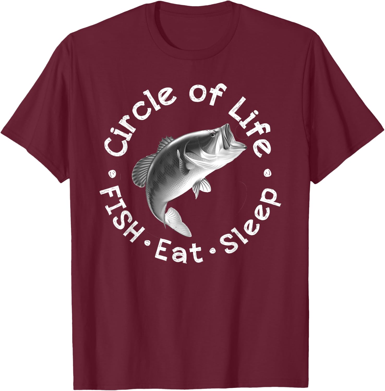 Funny Bass Fishing Circle Life Big Mouth T-Shirt - T-Shirt | Maroon