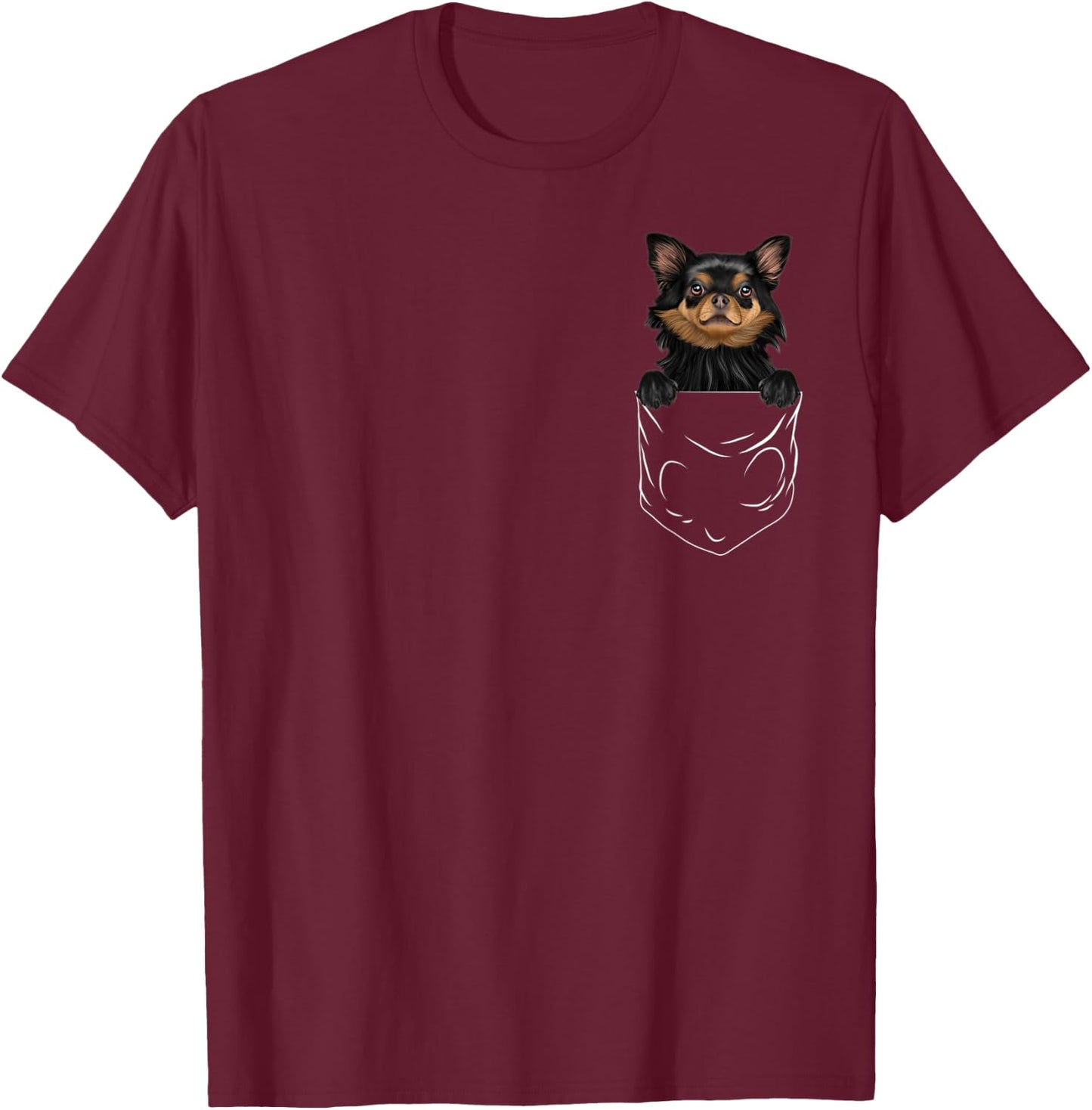 Dog In Pocket Black Chihuahua Funny Dog Lover Women Kids T-Shirt - T-Shirt | Maroon
