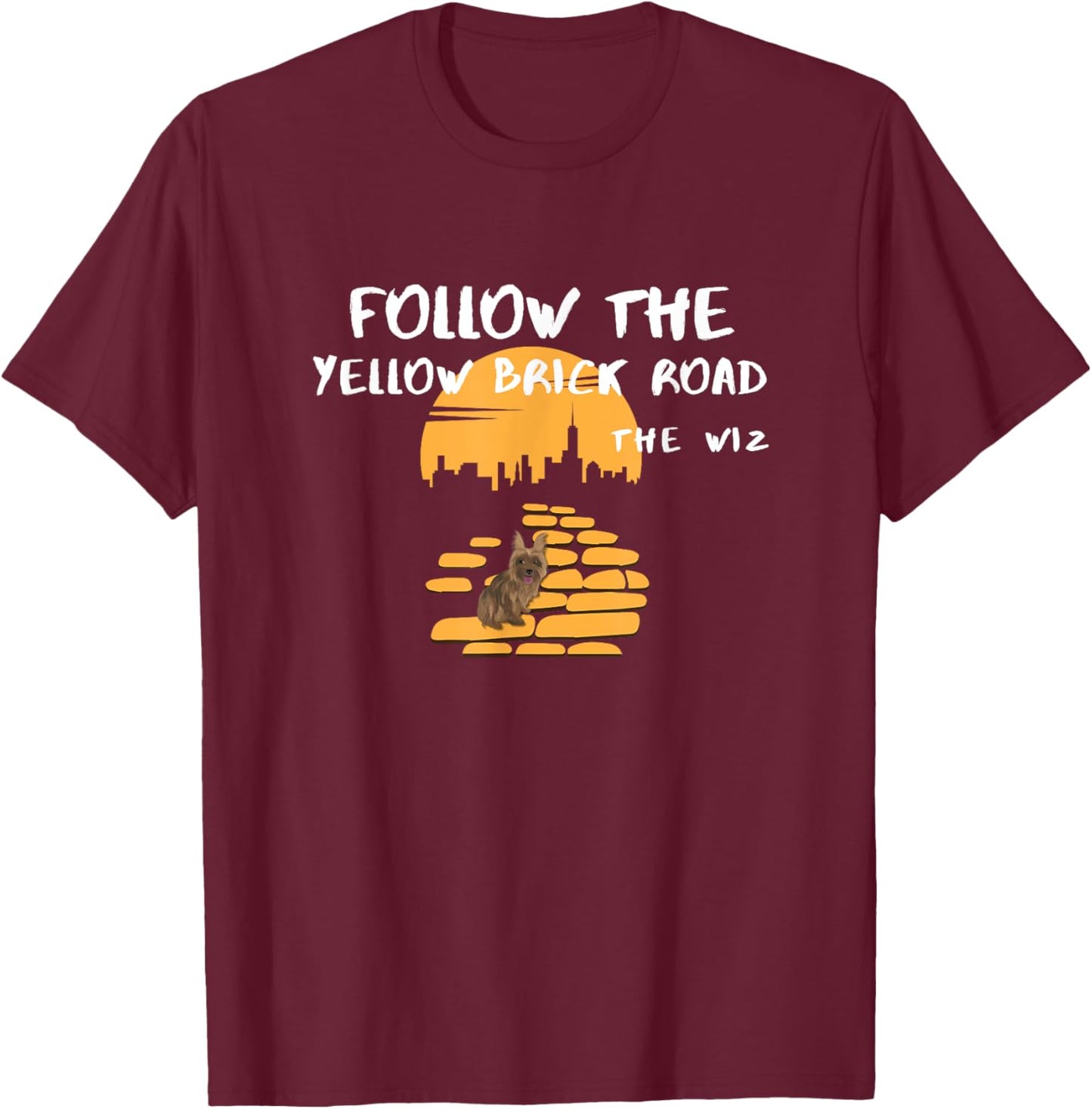 Follow Yellow Brick Road Wiz Black Film Movies Graphic T-Shirt - T-Shirt | Maroon