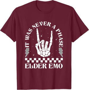 Vintage Elder Emo Club It was Never A Phase Goth Emo Music T-Shirt - T-Shirt | Maroon