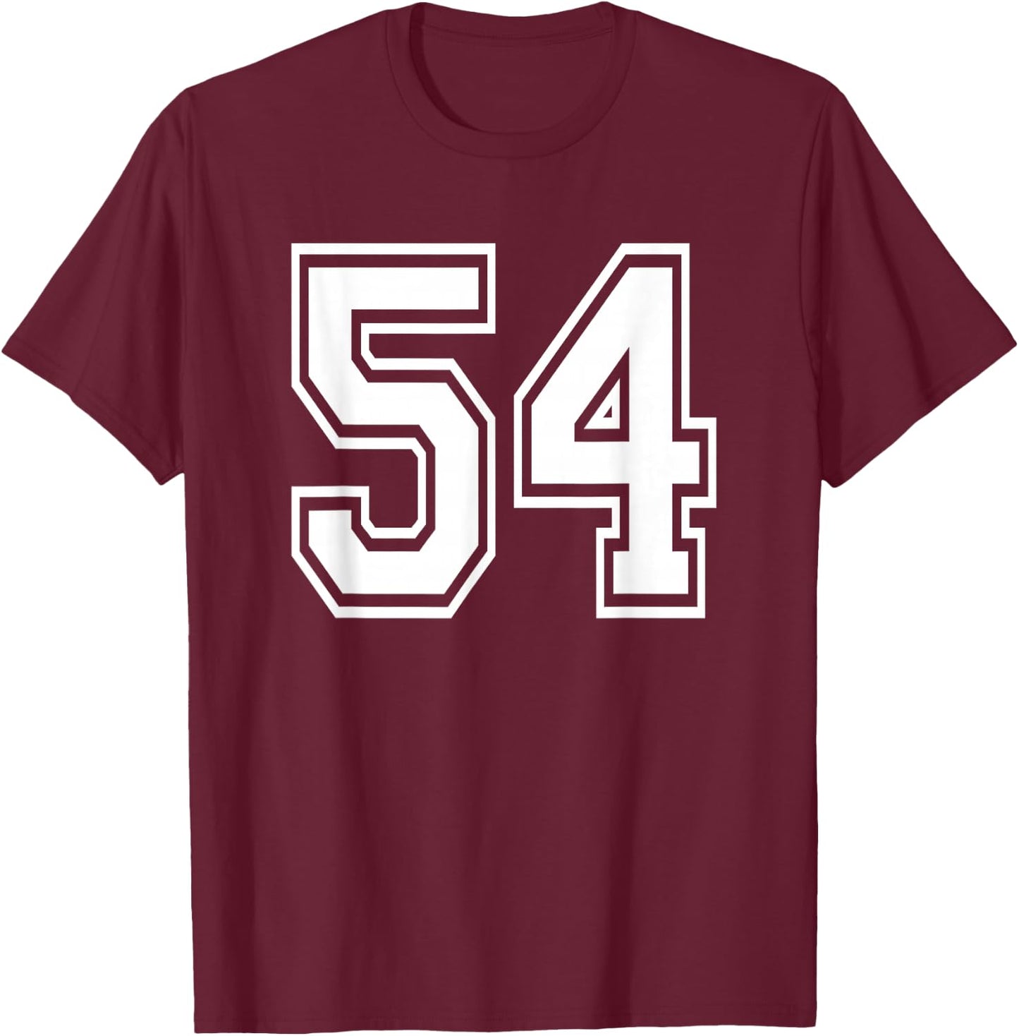Number 54 Birthday Gift Sports Player Team Numbered Jersey T-Shirt - T-Shirt | Maroon