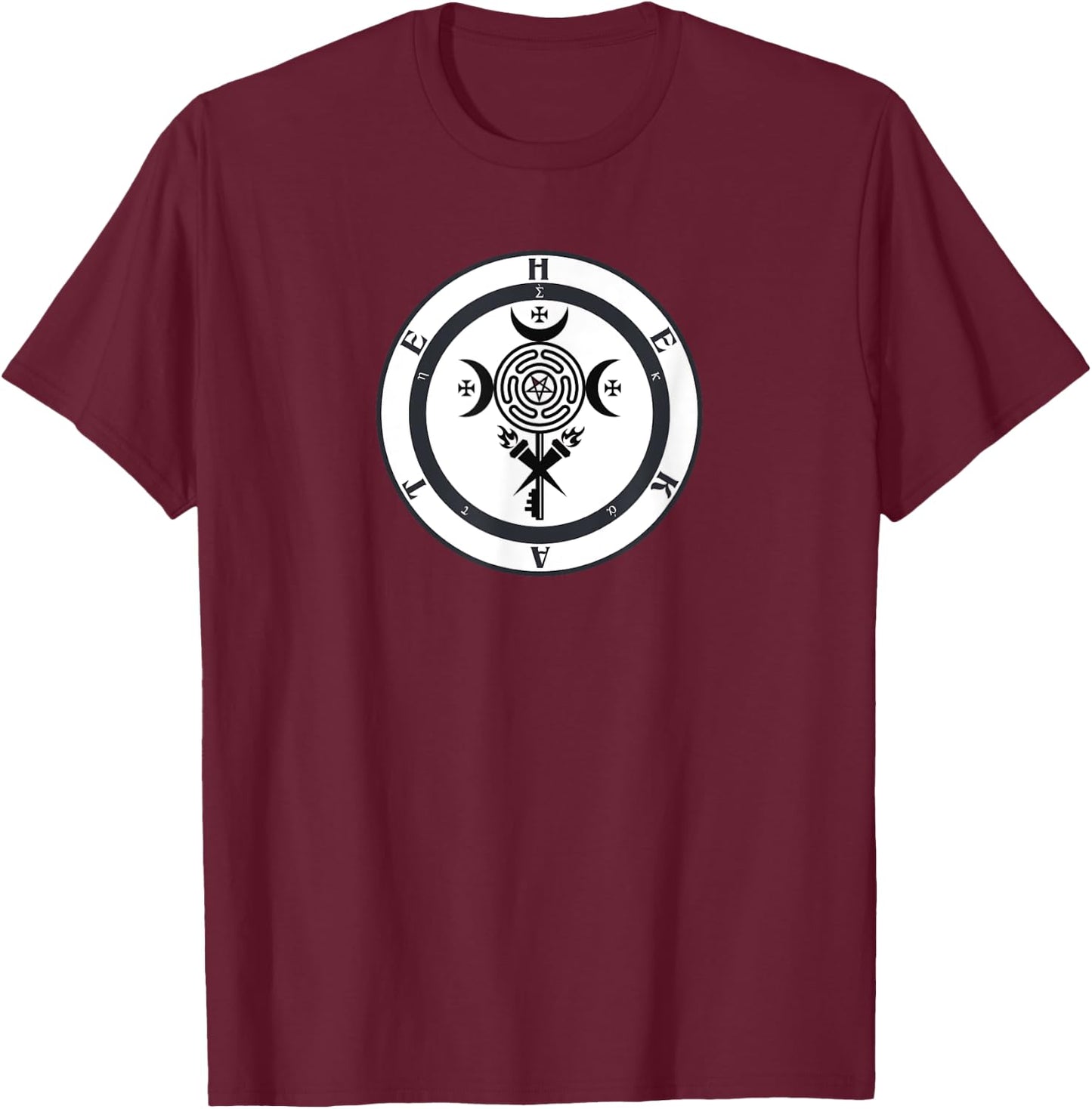 Wicca Hekate Symbol Pagan Hekate Symbol Pagan Wheel Goddess T-Shirt - T-Shirt | Maroon