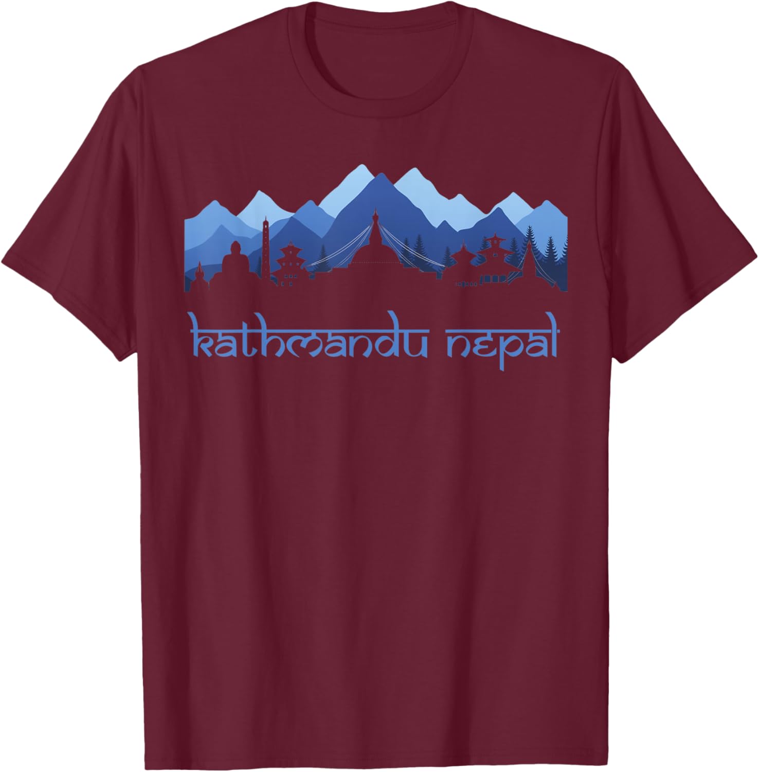 Kathmandu Nepal Mount Everest Mountain Outdoor Hiking Lover T-Shirt - T-Shirt | Maroon