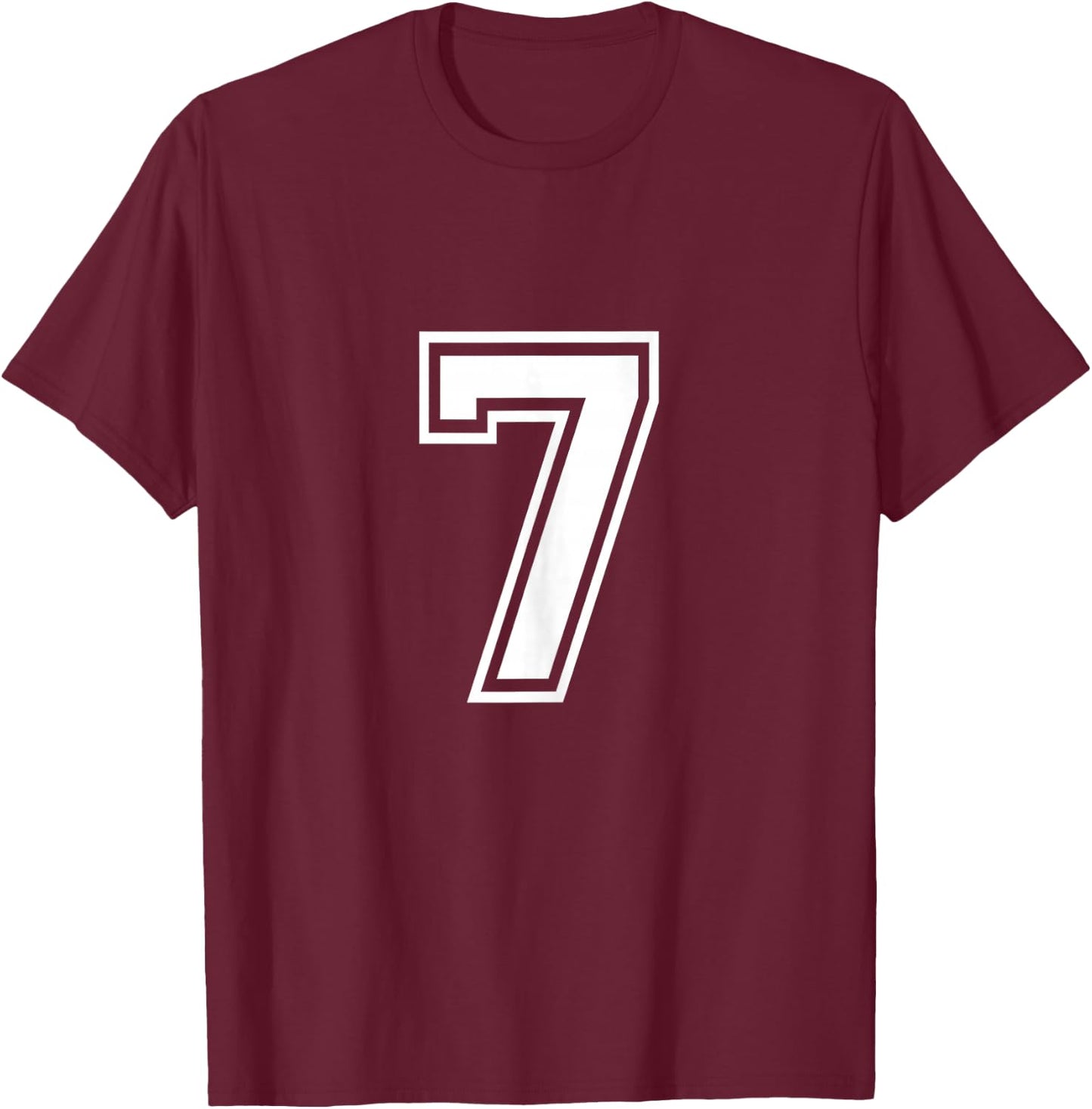 Number 7 Birthday Gift Sports Player Team Numbered Jersey T-Shirt - T-Shirt | Maroon