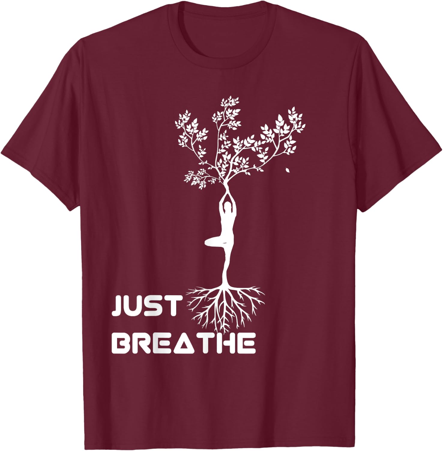 Yoga Tree of Life with Just breathe Women rooted T-Shirt - T-Shirt | Maroon
