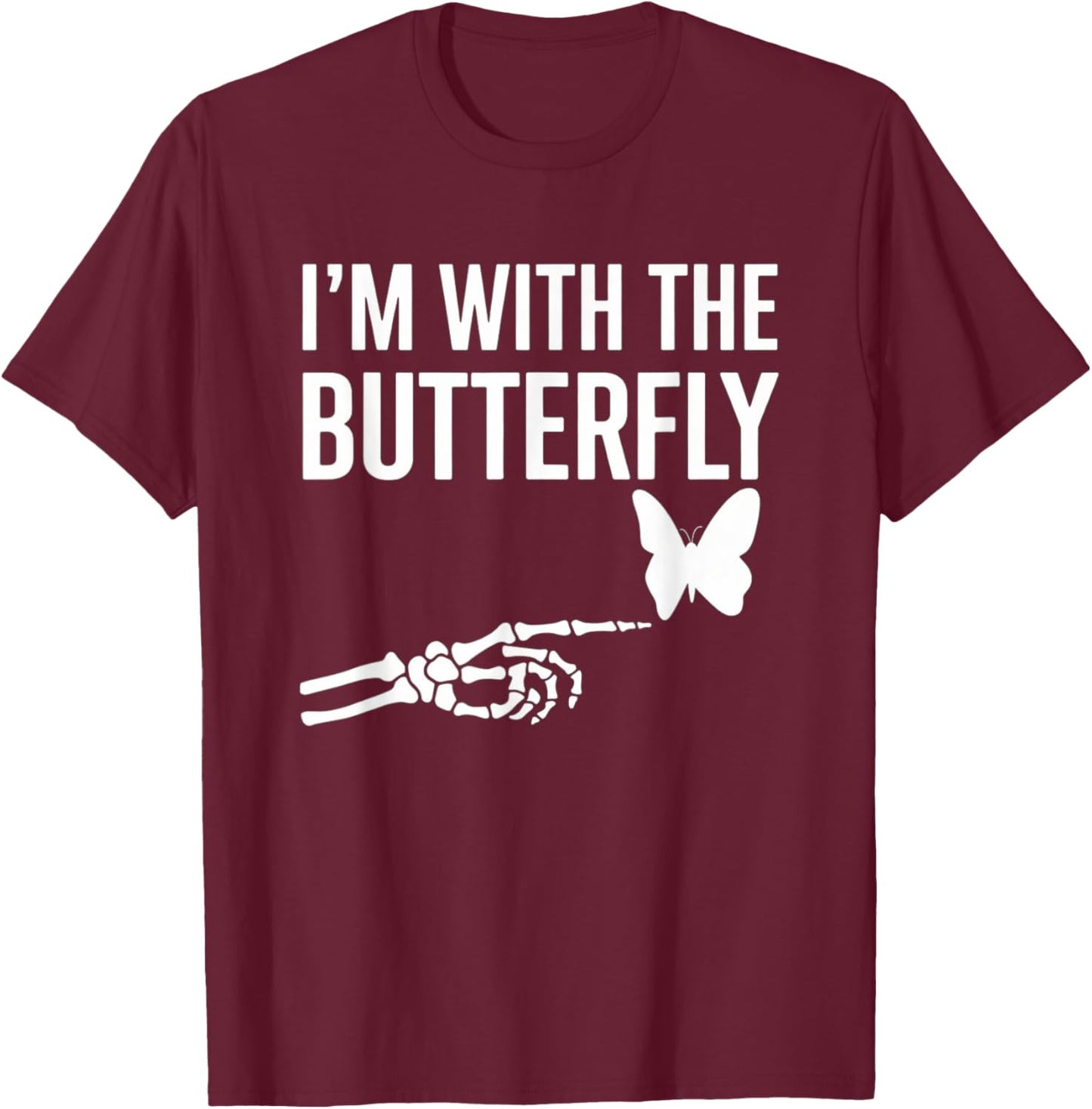 I'm With Butterfly Halloween Costume Couples Matching Gifts T-Shirt - T-Shirt | Maroon