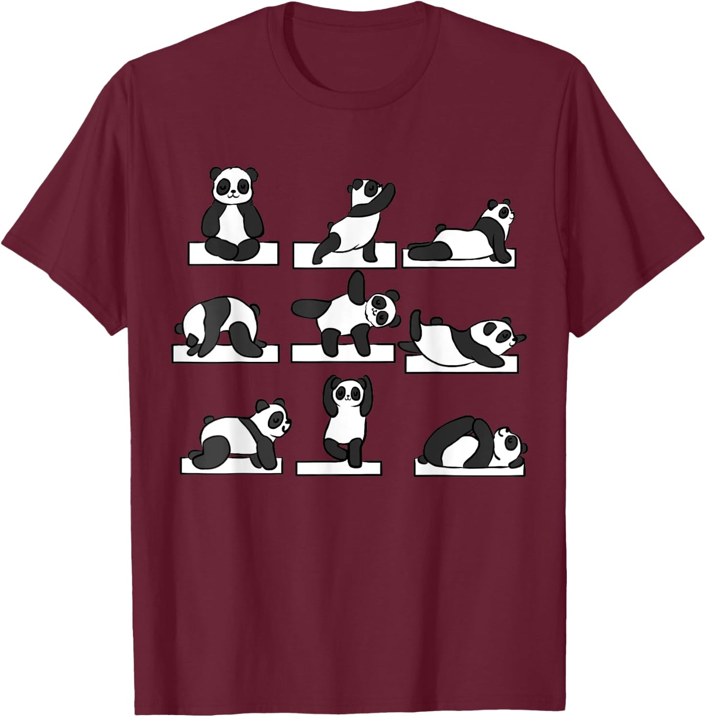 Funny Panda Yoga Women Pilates Gifts Her Lovers Kids T-Shirt - T-Shirt | Maroon