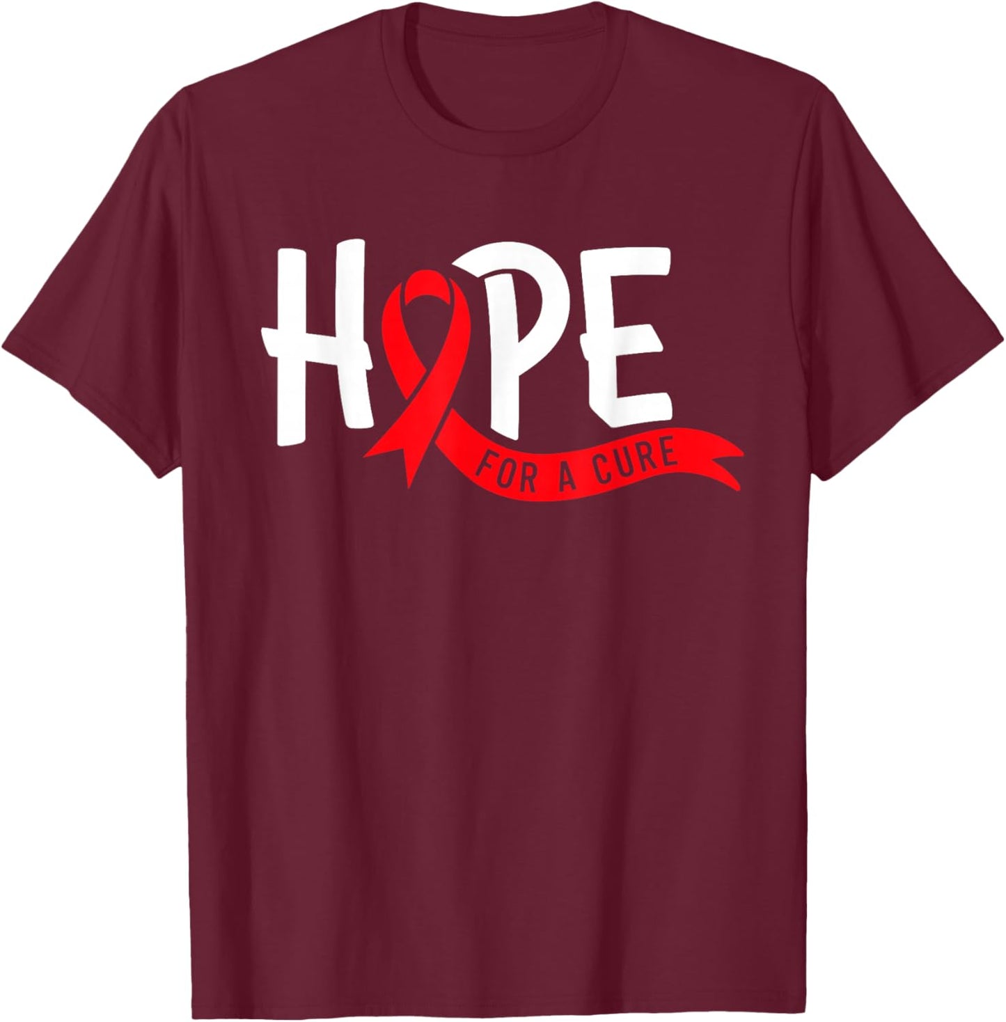 Aids Hope Red Ribbon World Aids Day Hiv Aids Awareness T-Shirt - T-Shirt | Maroon