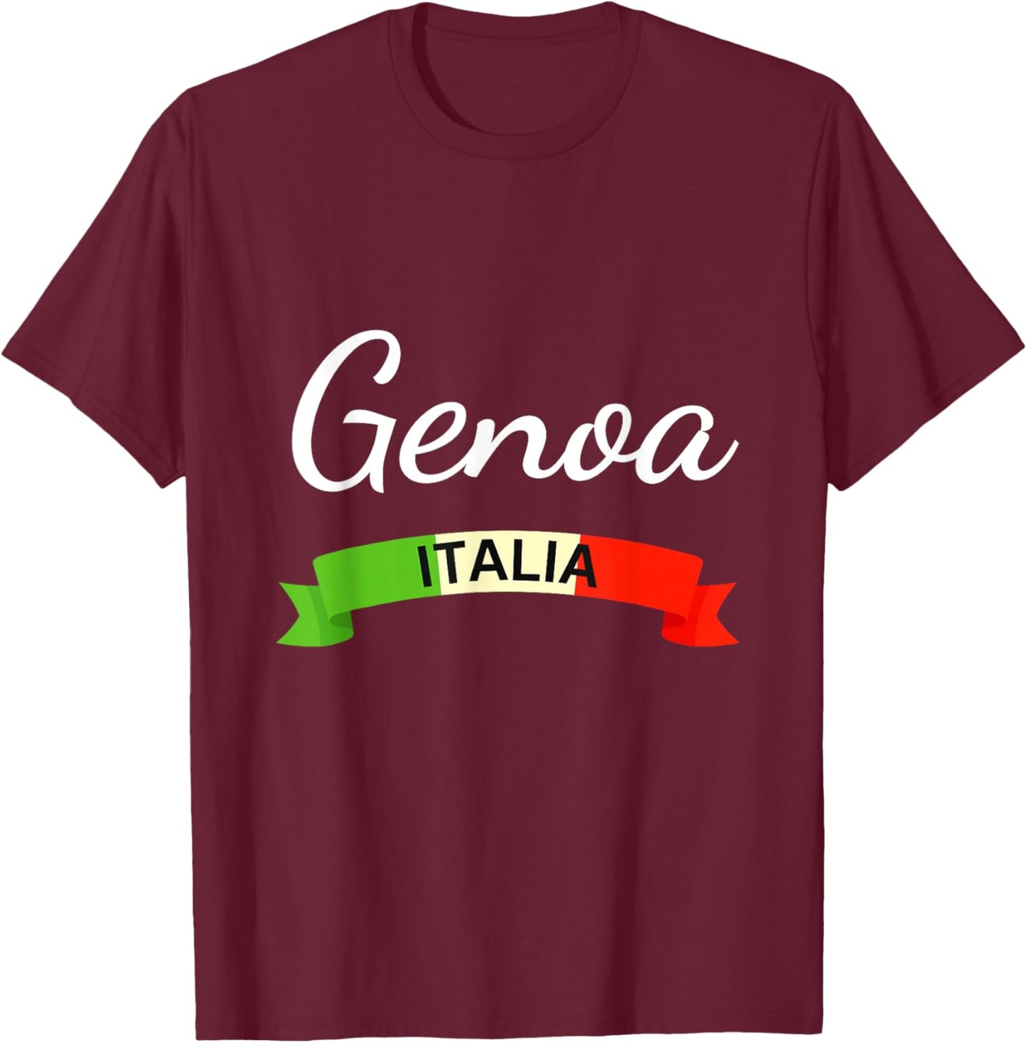 Genoa Italy Flag Genova Italia Souvenir Matching Italian T-Shirt - T-Shirt | Maroon