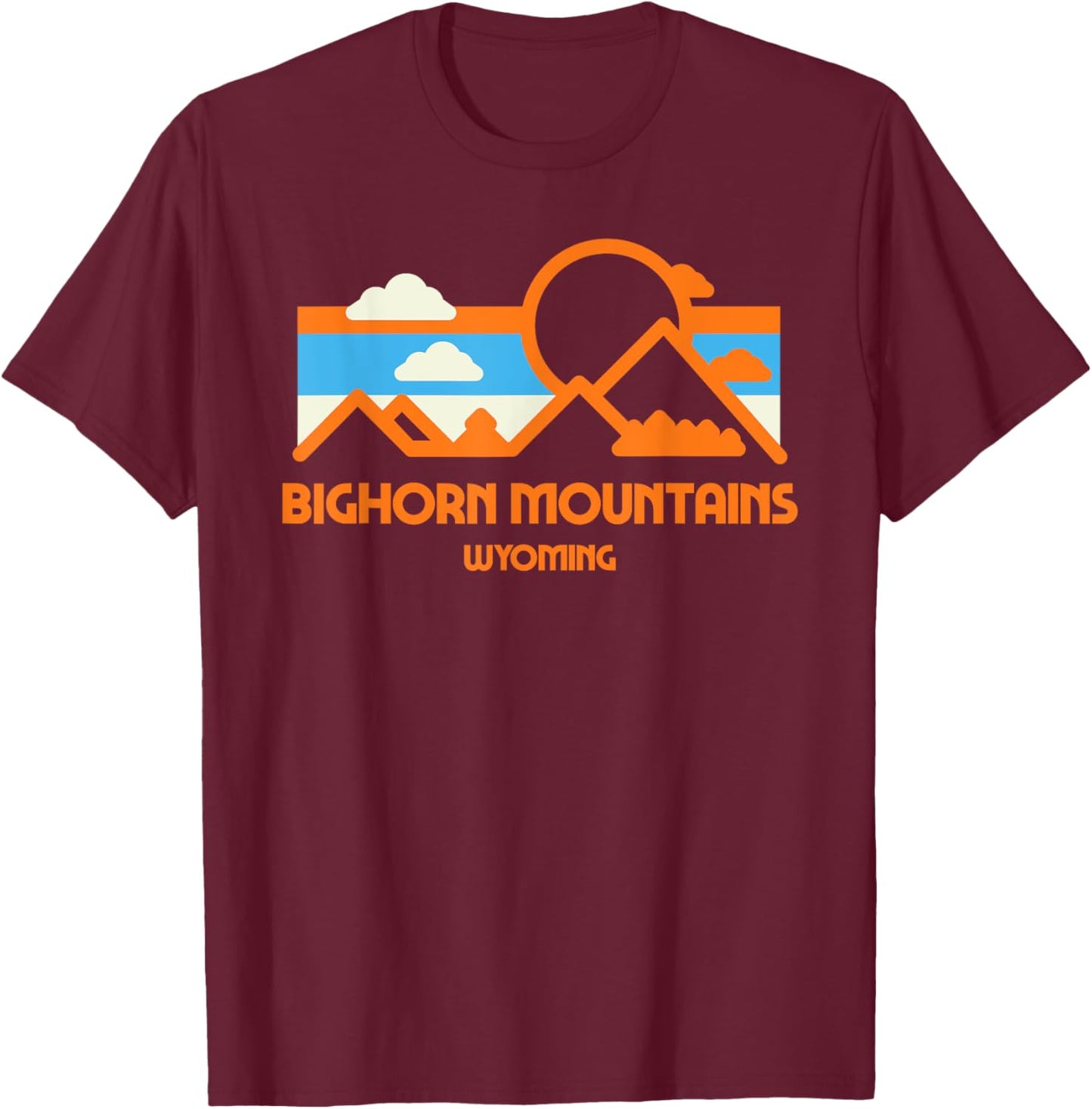 Retro Bighorn Mountains Wyoming Mountain Range Sunset T-Shirt - T-Shirt | Maroon