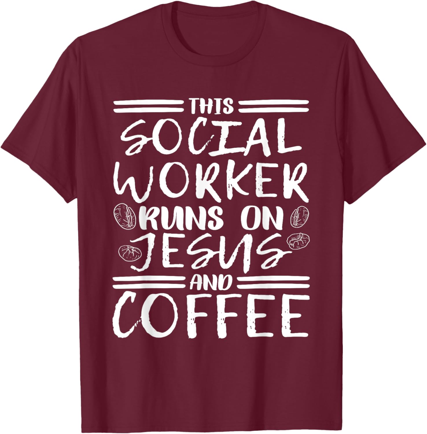 This Social Worker Runs On Jesus, Christian Social Worker T-Shirt - T-Shirt | Maroon