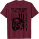 My Fishing Buddy Calls Me Daddy Us American Flag Fishing Dad T-Shirt - T-Shirt | Maroon
