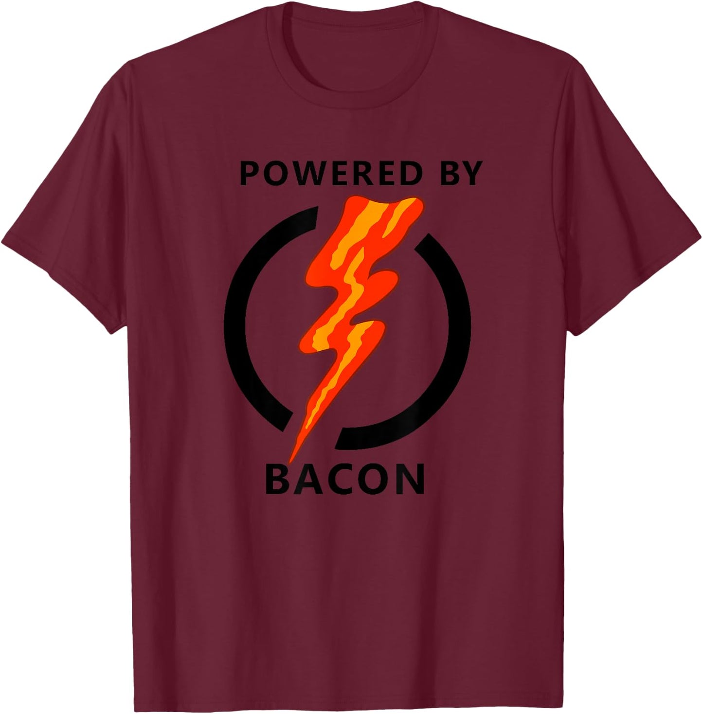 Funny Powered By Bacon Gift Kids And Toddlers T-Shirt - T-Shirt | Maroon