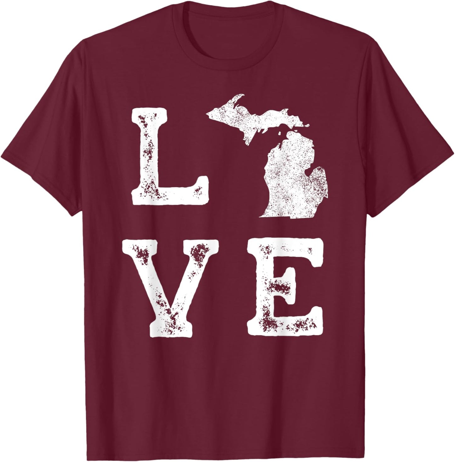 Great Lakes State Love Michigan Vacations Camping Hiking T-Shirt - T-Shirt | Maroon