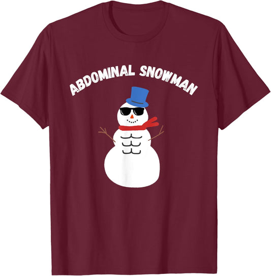 Abdominal Snowman - Funny Workout Shirt for Winter Dad Joke T-Shirt - T-Shirt | Maroon