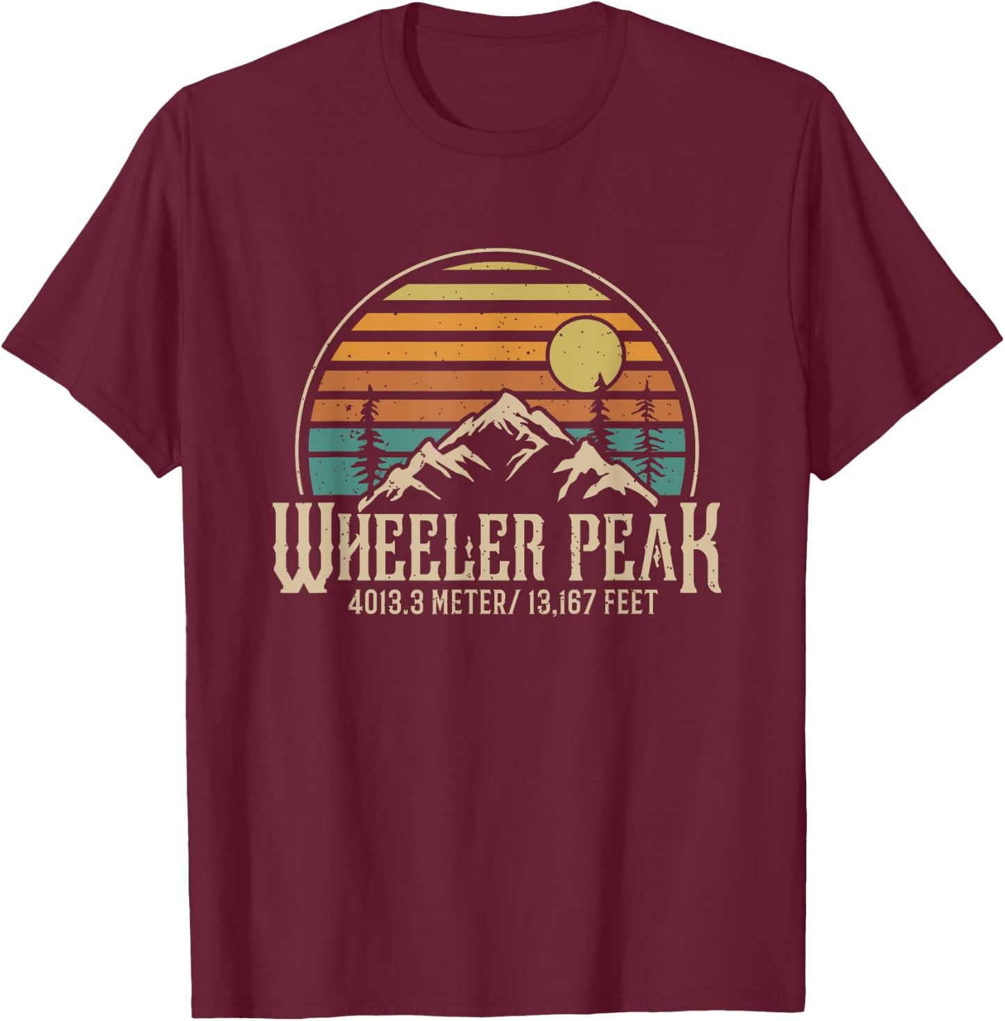 Climbing New Mexico Hiking Mountain Wheeler Peak T-Shirt - T-Shirt | Maroon