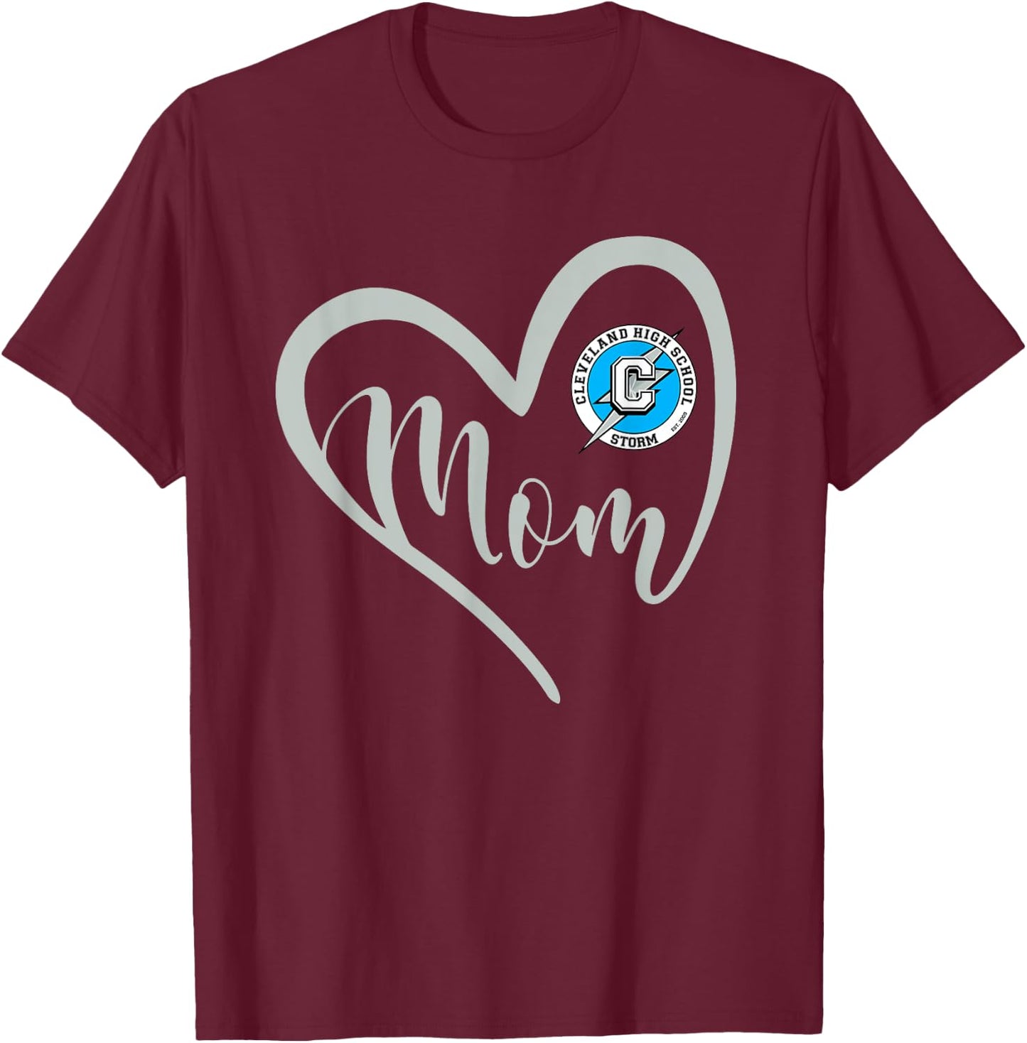 Cleveland Storm Logo Heart Mom HS T-Shirt - T-Shirt | Maroon