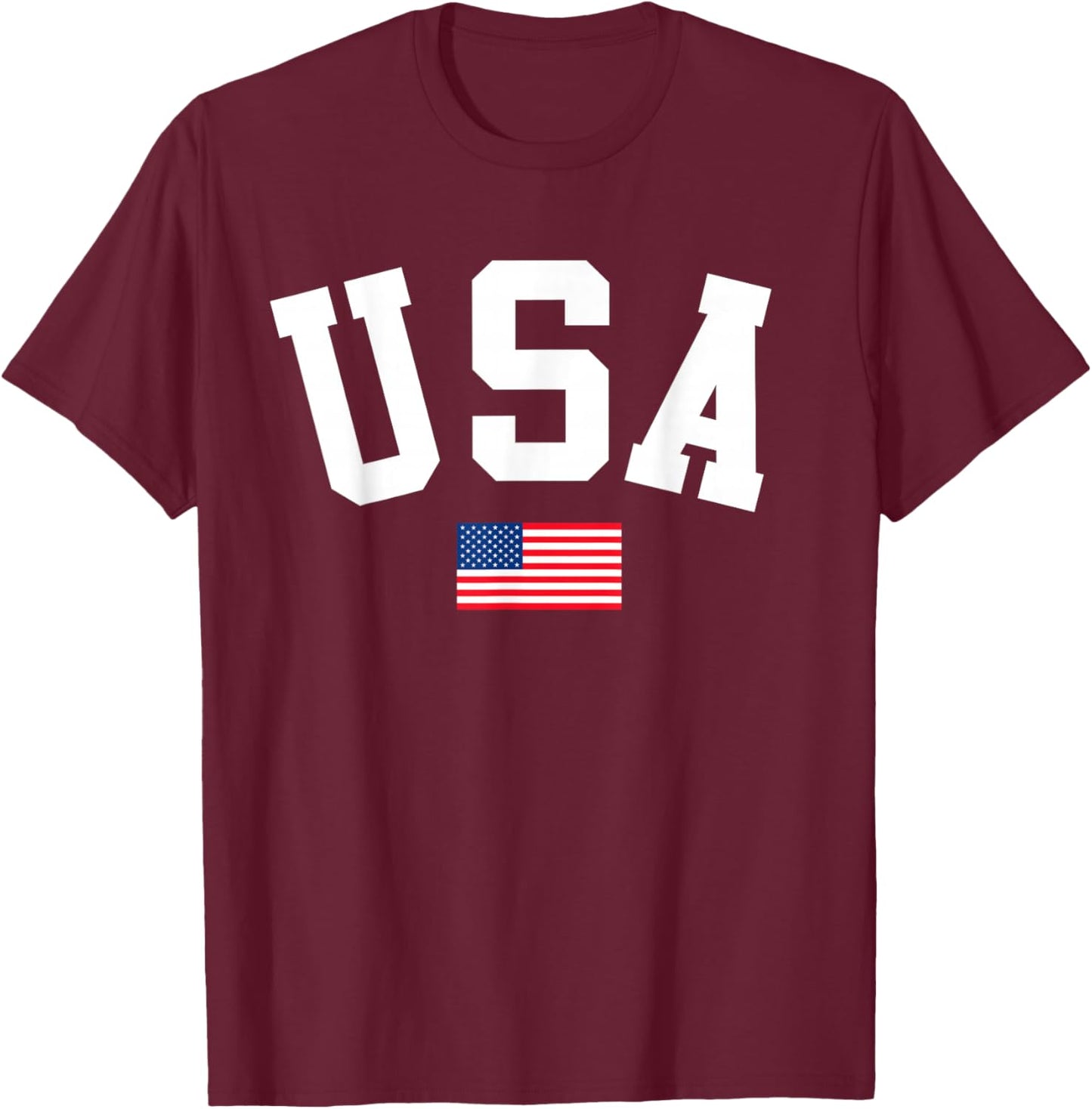 USA Shirt Men Women Kids American Flag Patriotic 4th of July T-Shirt - T-Shirt | Maroon