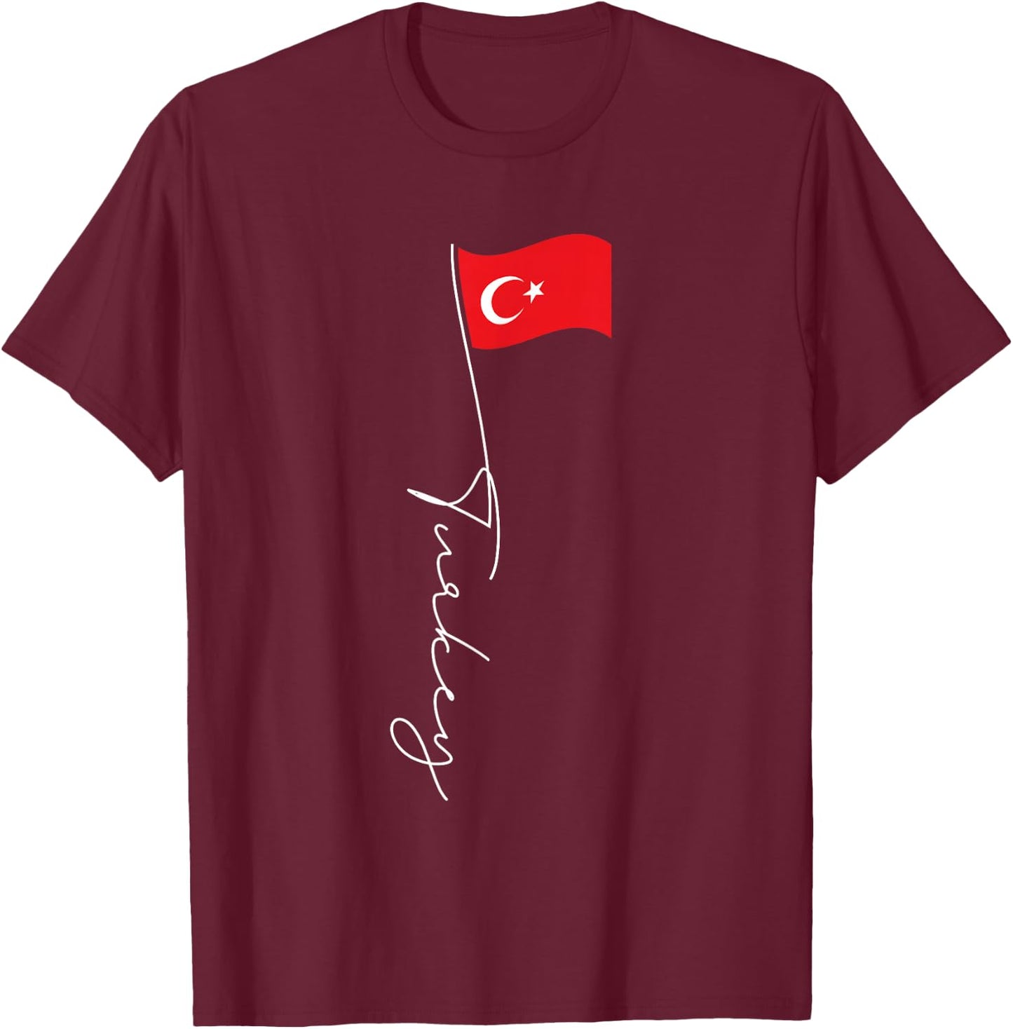 Turkey Signature Flag Pole - Elegant Patriotic Turkish Flag T-Shirt - T-Shirt | Maroon