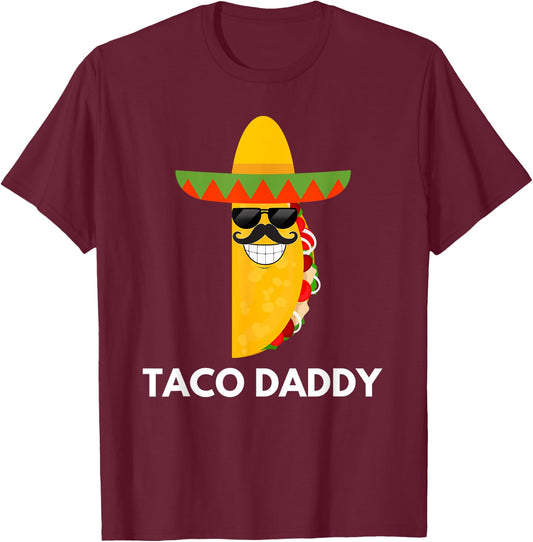 Taco Daddy Funny Dad & Father T-Shirt - T-Shirt | Maroon