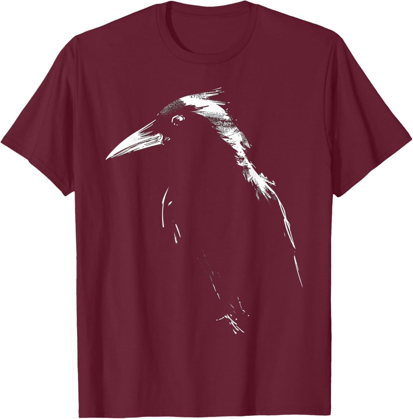 Raven Drawing Animal Art Bird Crow T-Shirt - T-Shirt | Maroon