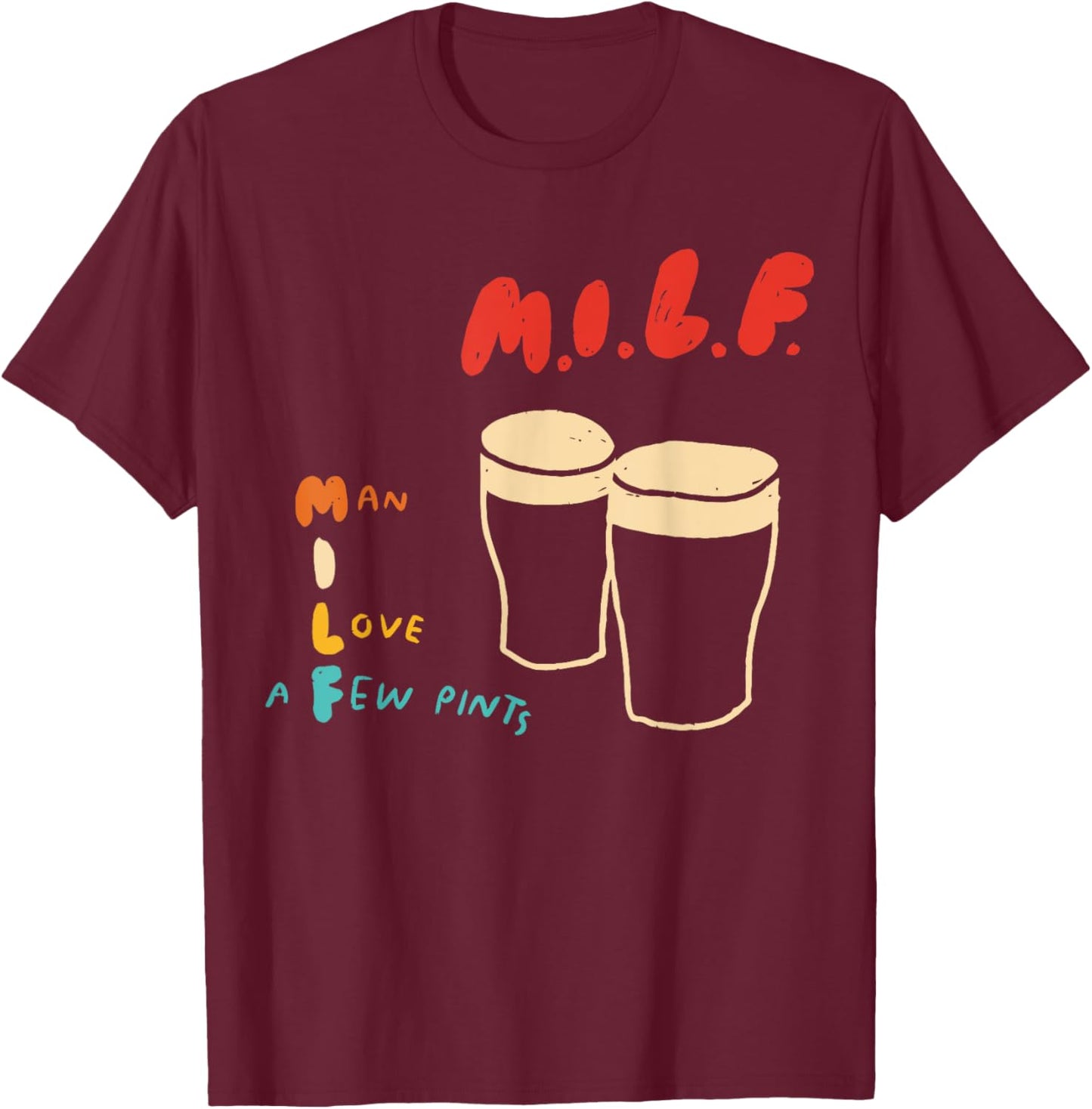 Man Love A Few Pints Retro Vintage T-Shirt - T-Shirt | Maroon