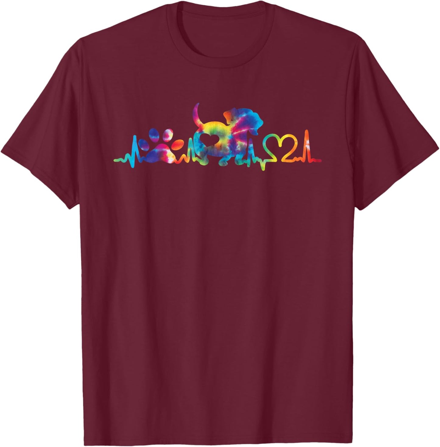 Tie Dye Dachshund - Wiener Dog Owner Animal Lover T-Shirt - T-Shirt | Maroon