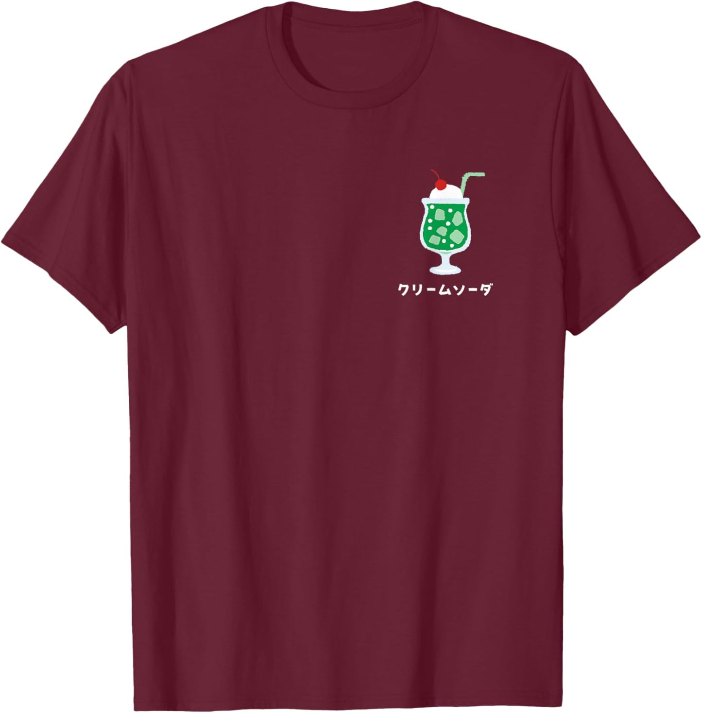 Retro Japanese Green Cream Soda Juice Drink Japan 70s 80s T-Shirt - T-Shirt | Maroon