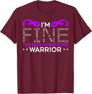 Turner Syndrome Awareness SteMi Apparel -Adults Black Cotton 65% Polyester 35% Classic Fit Collarless Short Sleeve Turner Syndrome Warrior Turner Syndrome Awareness Small T-Shirt - T-Shirt | Maroon