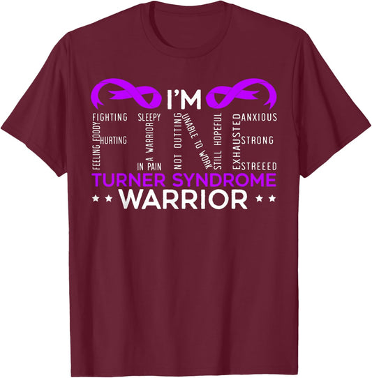 Turner Syndrome Awareness SteMi Apparel -Adults Black Cotton 65% Polyester 35% Classic Fit Collarless Short Sleeve Turner Syndrome Warrior Turner Syndrome Awareness Small T-Shirt - T-Shirt | Maroon