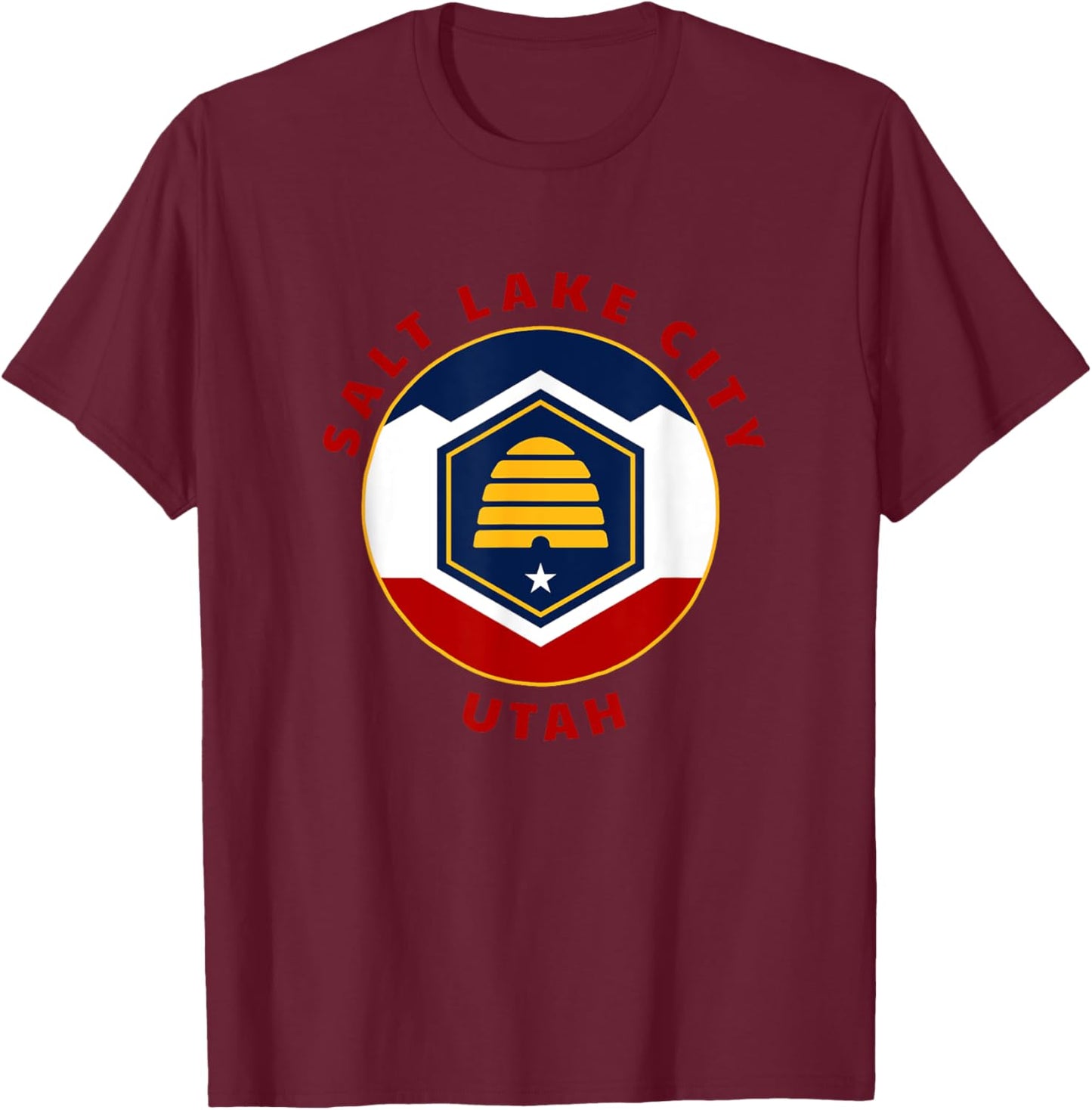 Salt Lake City Utah New UT Flag Beehive Vacation Souvenir T-Shirt - T-Shirt | Maroon