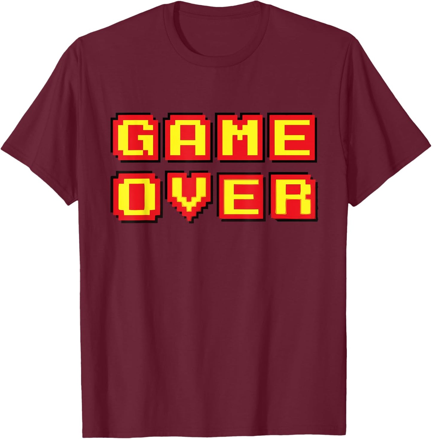 Game Over Vintage Retro Video Games Gaming gift arcade T-Shirt - T-Shirt | Maroon