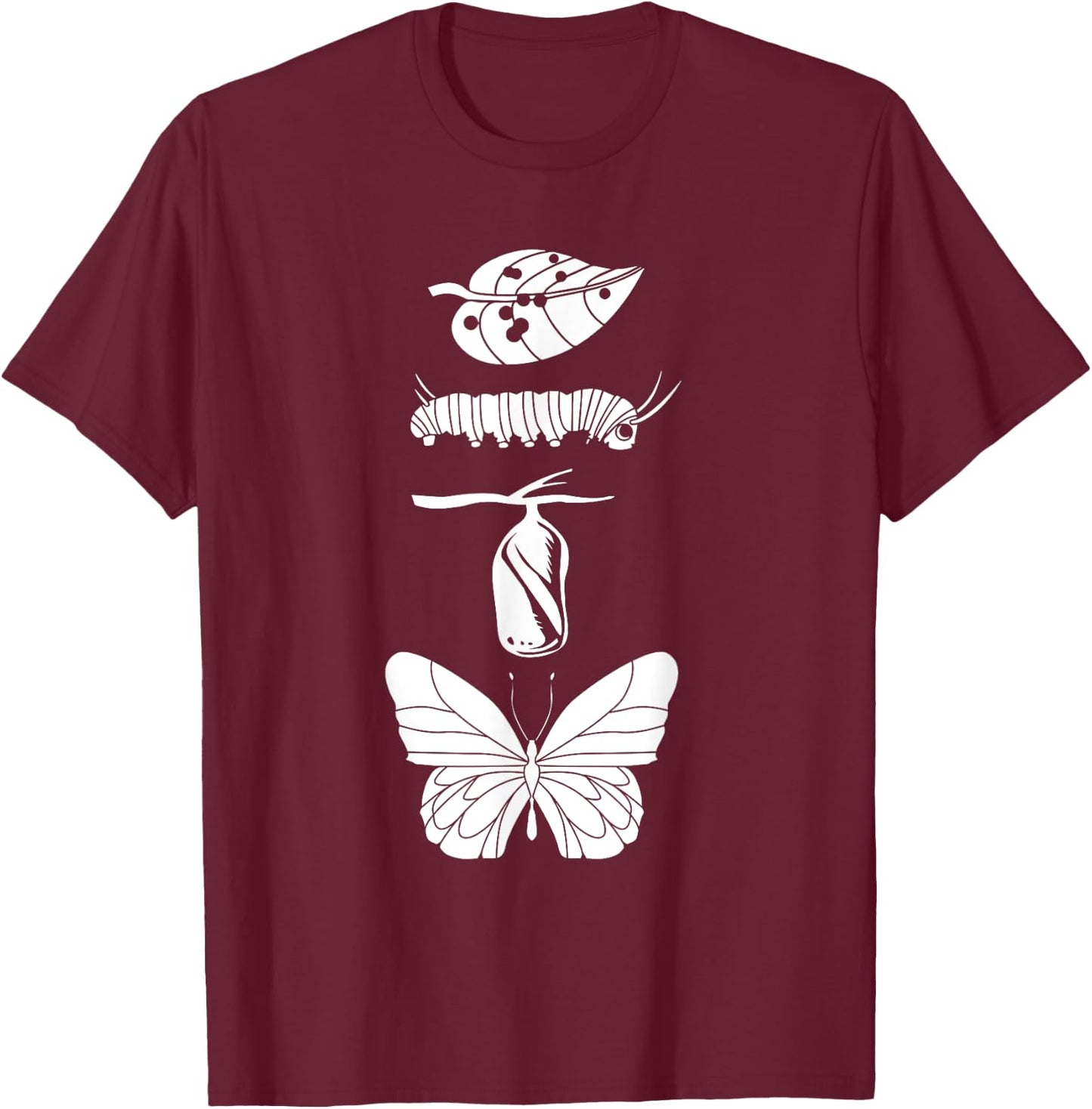 Monarch Butterfly Life Cycle T-Shirt - T-Shirt | Maroon