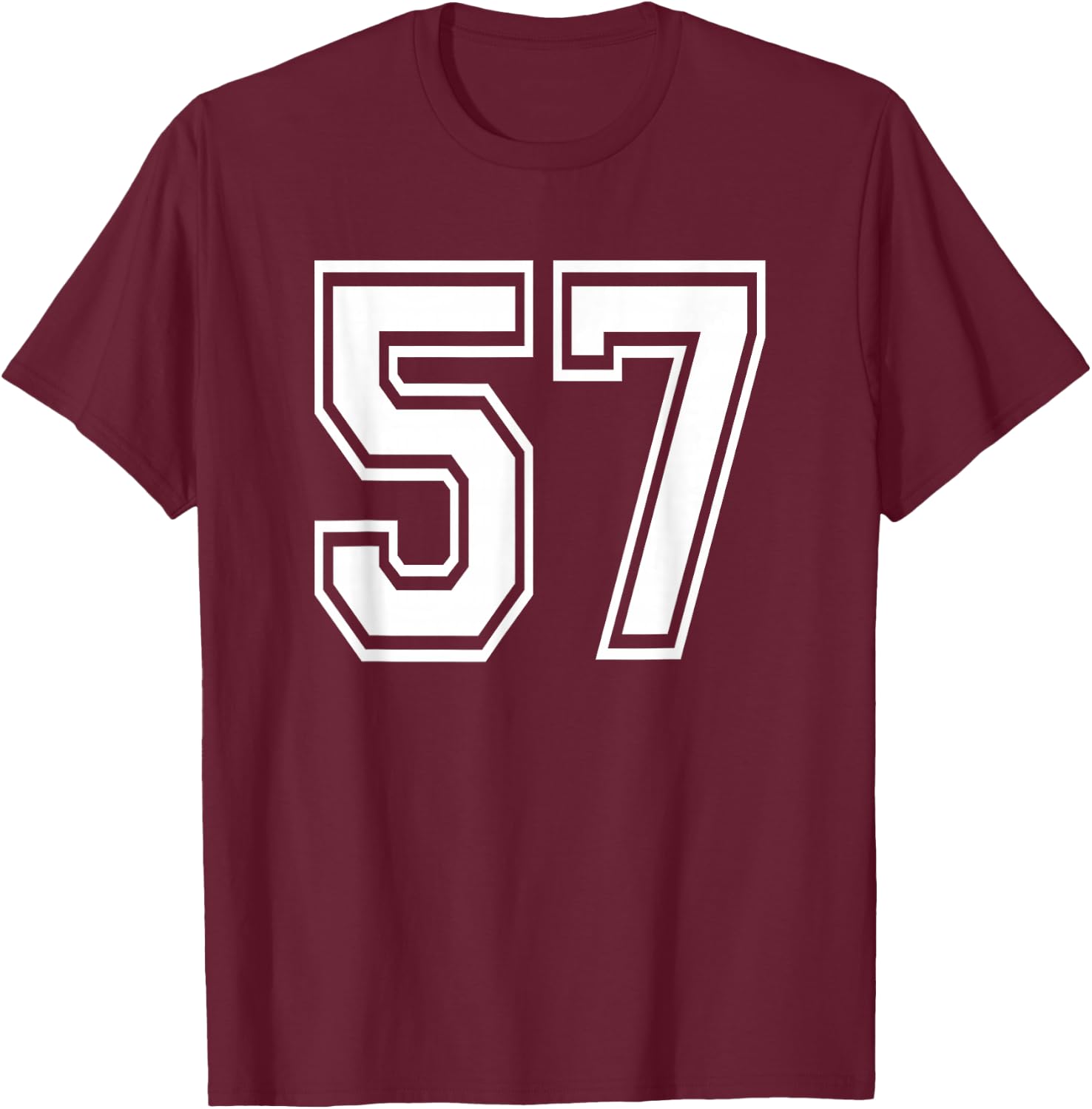 Number 57 Birthday Varsity Sports Team Jersey T-Shirt - T-Shirt | Maroon