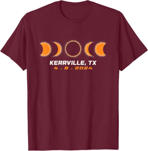 Total Solar Eclipse 2024 Kerrville Texas April 8 2024 T-Shirt - T-Shirt | Maroon