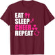 Eat Sleep Cheer Repeat Funny Cheerleader Cheering Squad Gag T-Shirt - T-Shirt | Maroon